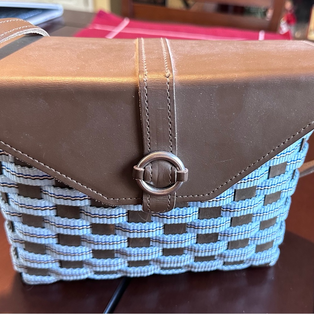 Longaberger 2009 To Go Crossbody Cabana Blue Large Buckle Bag